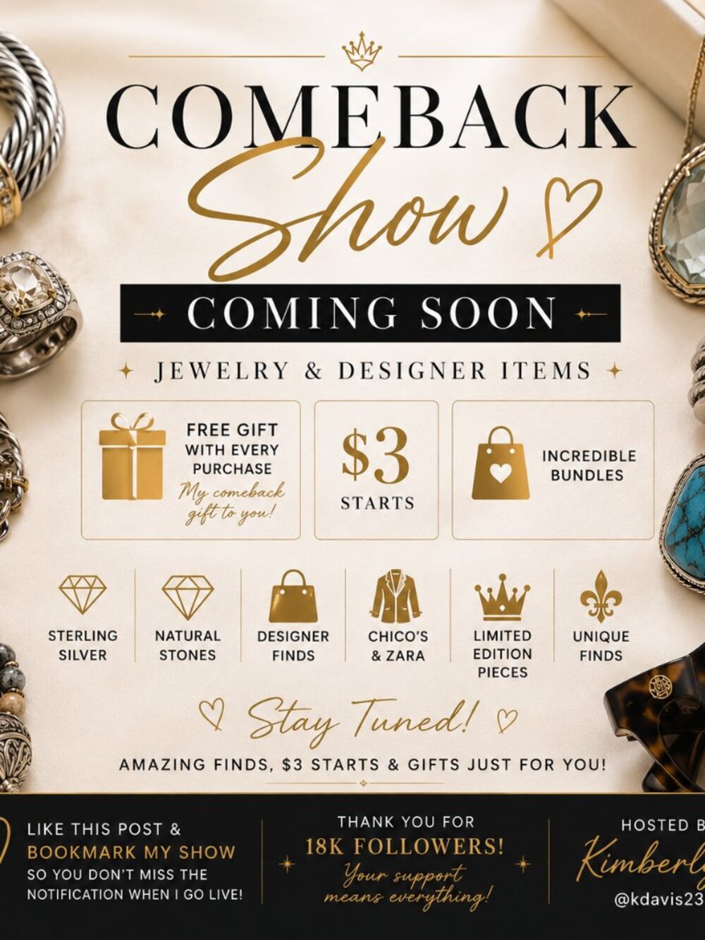 🚨 COMEBACK SHOW ALERT! 🚨 Designer items and Jewelry pieces